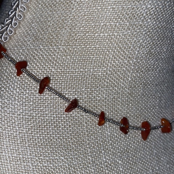 SOLD 16 inch brown and silver choker size necklace - Picture 2 of 3